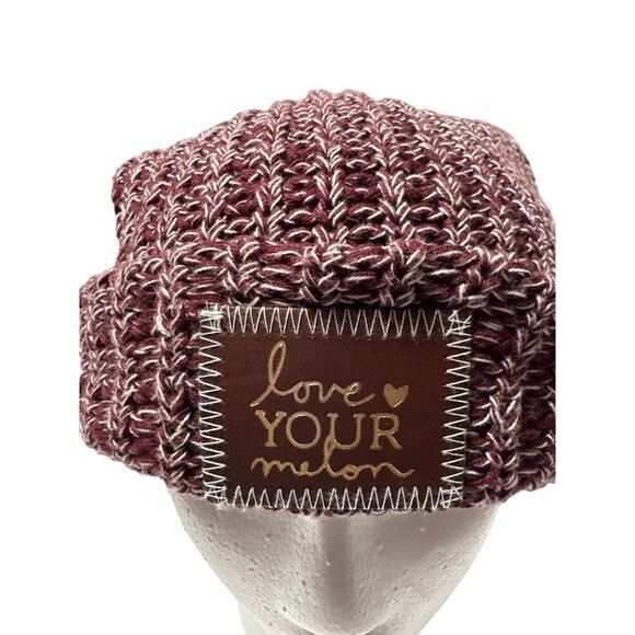 Love Your Melon Knit Hat Cuffed Purple and White Beanie - Picture 5 of 6